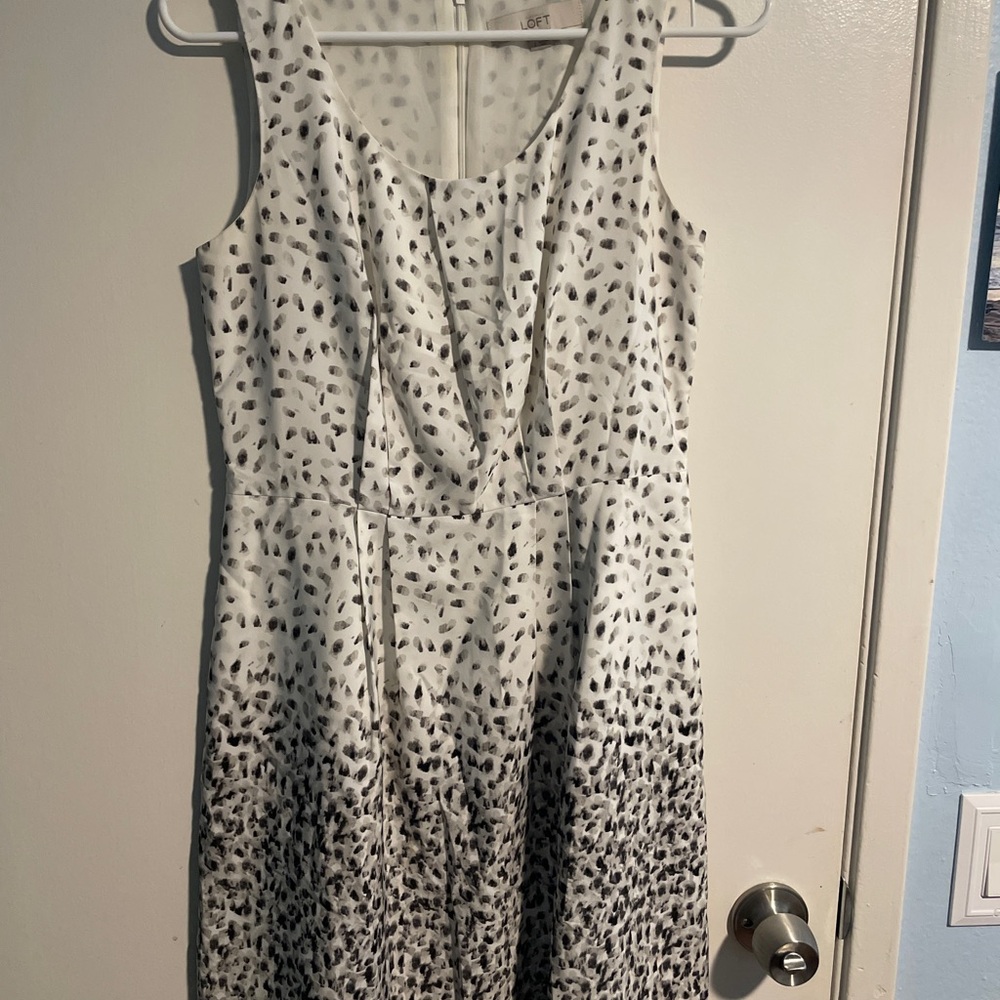LOFT Black and White Midi Dress
